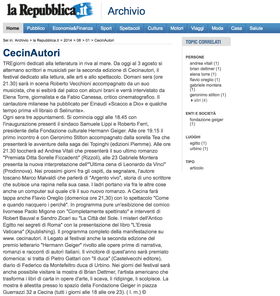 CecinAutori, 2 agosto 2014
